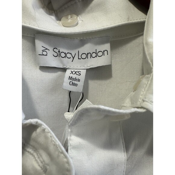 by Stacy London Women's Top Sz XXS Core Poplin Button-Front White A662035 - Picture 3 of 11